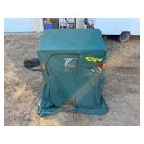 Otter II Den Flip-Over Portable Ice Fish House. Includes cover, plastic sled and tow bar.