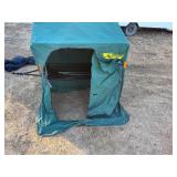 Otter II Den Flip-Over Portable Ice Fish House. Includes cover, plastic sled and tow bar.