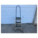 Louisville Three Step Ladder with Wheels and Handle 300 lb Capacity