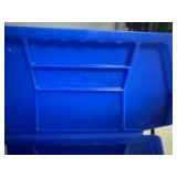 12 Uline Blue Stackable Bins 5.5 x 4 x 3 plus 1 Bonus Akro Mills Bin of Same Size.