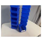 12 Uline Blue Stackable Bins 5.5 x 4 x 3 plus 1 Bonus Akro Mills Bin of Same Size.