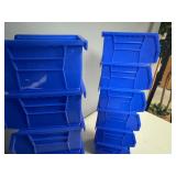 12 Uline Blue Stackable Bins 5.5 x 4 x 3 plus 1 Bonus Akro Mills Bin of Same Size.