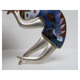 Outstanding Large Signed Figural Modernist Sterling Silver Cloisonné Brooch by CR Dunetz