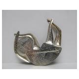 Outstanding Large Signed Figural Modernist Sterling Silver Cloisonné Brooch by CR Dunetz