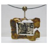 Impressive Sculptural Sterling Silver Modernist Pendant Necklace w/Faces