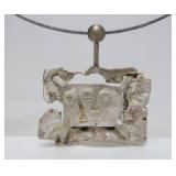 Impressive Sculptural Sterling Silver Modernist Pendant Necklace w/Faces