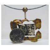 Impressive Sculptural Sterling Silver Modernist Pendant Necklace w/Faces