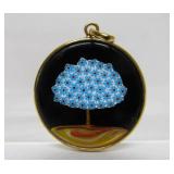 Beautiful Hand Made Art Glass Round Tree Pendant