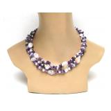 Chunky Multi-Strand Genuine Pear & Amethyst Necklace
