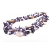 Chunky Multi-Strand Genuine Pear & Amethyst Necklace