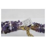 Chunky Multi-Strand Genuine Pear & Amethyst Necklace