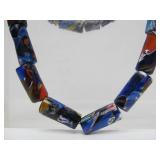 Great Looking Large Hand Blown Glass Bead Necklace #1