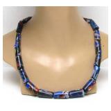 Great Looking Large Hand Blown Glass Bead Necklace #1