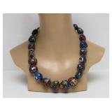 Great Looking Large Hand Blown Glass Bead Necklace #2