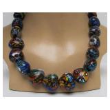 Great Looking Large Hand Blown Glass Bead Necklace #2