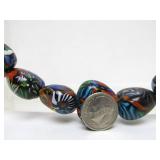 Great Looking Large Hand Blown Glass Bead Necklace #2