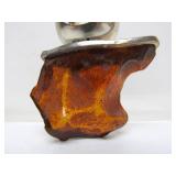 Large Modernist Sterling Silver & Amber Pendant