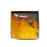 Larger Sculptural Sterling Silver & Amber Pendant