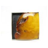 Larger Sculptural Sterling Silver & Amber Pendant