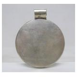 Inlaid Jet Stone & Turquoise Round Sterling Silver Pendant