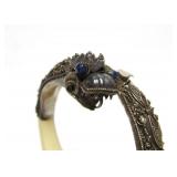 Awesome Vintage Oriental Bone & Silver Dragon Bracelet