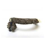 Awesome Vintage Oriental Bone & Silver Dragon Bracelet