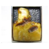 Larger Sculptural Sterling Silver & Amber Pendant