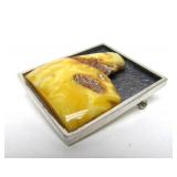 Larger Sculptural Sterling Silver & Amber Pendant
