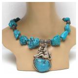 Lovely Large Oriental Turquoise Monkey Pendant