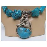 Lovely Large Oriental Turquoise Monkey Pendant