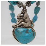 Lovely Large Oriental Turquoise Monkey Pendant