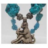 Lovely Large Oriental Turquoise Monkey Pendant