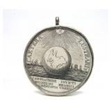 Large Vintage Sterling Silver Pendant w/Early Antique Paper Insert