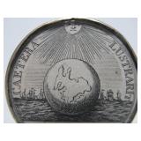 Large Vintage Sterling Silver Pendant w/Early Antique Paper Insert