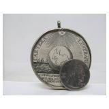 Large Vintage Sterling Silver Pendant w/Early Antique Paper Insert