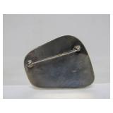 Sterling Silver & Amber Brooch w/Birds