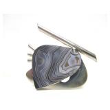 Sculptural Modernist Sterling Silver Brooch Botswana Agate by Stone Metal Studio