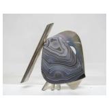 Sculptural Modernist Sterling Silver Brooch Botswana Agate by Stone Metal Studio