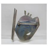 Sculptural Modernist Sterling Silver Brooch Botswana Agate by Stone Metal Studio
