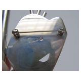 Sculptural Modernist Sterling Silver Brooch Botswana Agate by Stone Metal Studio