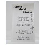 Sculptural Modernist Sterling Silver Brooch Botswana Agate by Stone Metal Studio