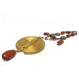 Large African Necklace w/Alligator Pendant & Beautiful Stone Beads