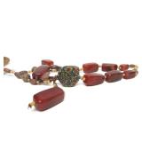 Large African Necklace w/Alligator Pendant & Beautiful Stone Beads