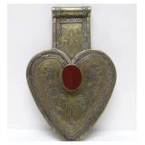 LARGE Antique Genuine Turkoman Silver Heart Pendant