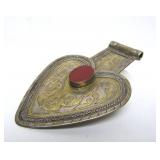 LARGE Antique Genuine Turkoman Silver Heart Pendant