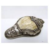 Large Vintage Tibetan Silver Conch Shell Pendant