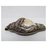 Large Vintage Tibetan Silver Conch Shell Pendant