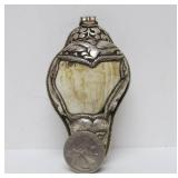 Large Vintage Tibetan Silver Conch Shell Pendant