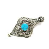 Vintage Tibetan Shell-Form Pendant w/Turquoise
