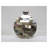 Round Mosaic Sterling Silver & Mother of Pearl Pendant